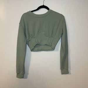 Honeybum Green Long Sleeve‎ Ribbed Tee Size Medium Workout